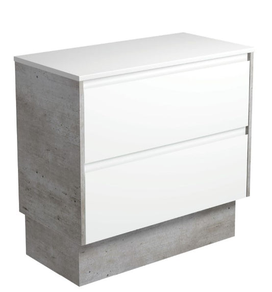 Amato Satin White 900 Cabinet on Kickboard, Industrial Panels