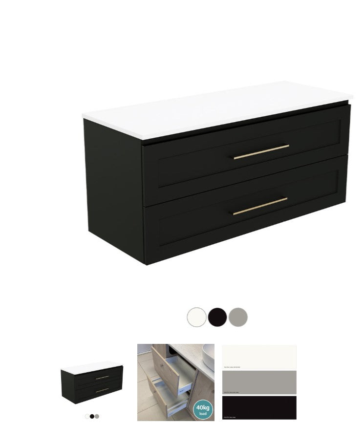 Newport All Drawer 1200 Single Bowl Wall Hung Vanity