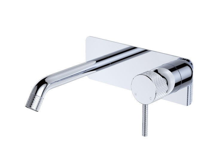 Axle Wall Basin/Bath Mixer Set, Rectangular Plate, 160mm Outlet