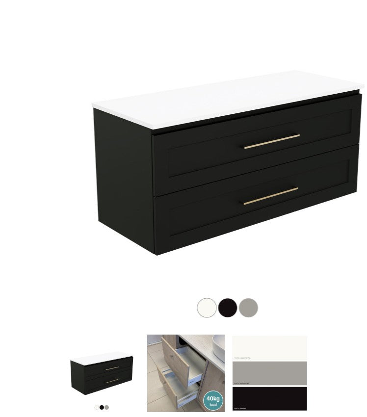 Newport All Drawer 1200 Double Bowl Wall Hung Vanity