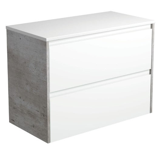 Amato Satin White 900 Wall-Hung Cabinet, Industrial Panels