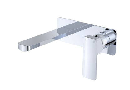 Tono Basin/Bath Wall Mixer Set, Rectangular Plate, 200mm Outlet