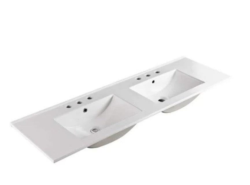 150cm Double Bowl Ceramic Vanity Top 3 Taphole