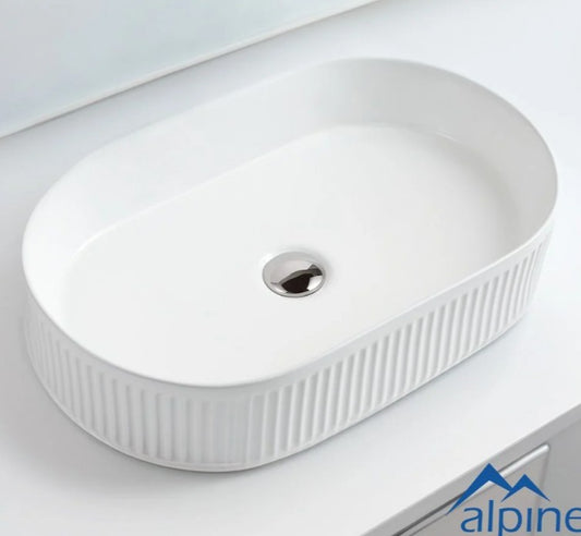 Oval Fluted Vessel White