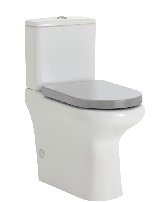 RAK Compact Back-to-Wall Toilet Suite, Gloss White with Grey Seat