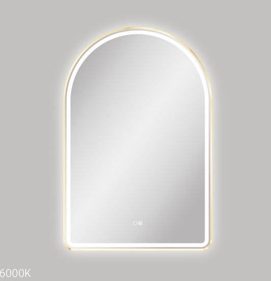 Valentina LED Urban Brass Framed Mirror, 600 x 900mm