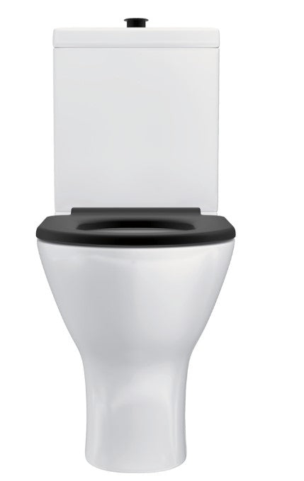 Delta Care Back-to-Wall Toilet Suite, Gloss White with Black Seat