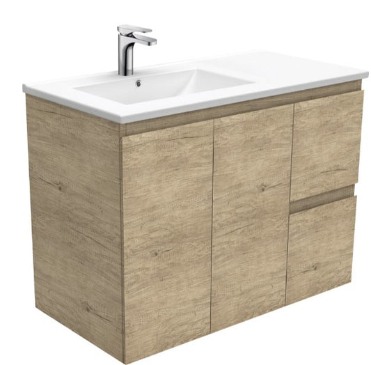 Dolce Edge Scandi Oak 900 Offset Wall-Hung Vanity