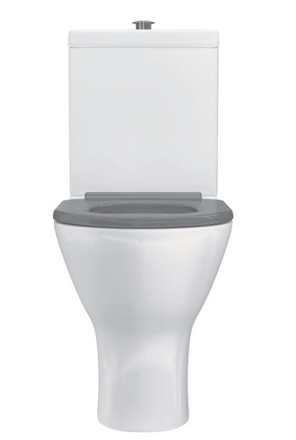 Delta Care Back-to-Wall Toilet Suite, Gloss White with Grey Seat