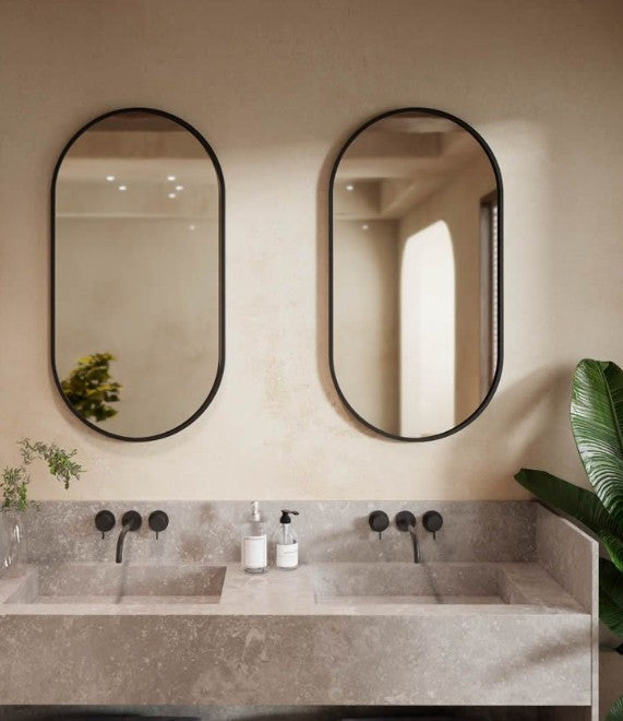 Como Oval Mirror Gun Metal Grey