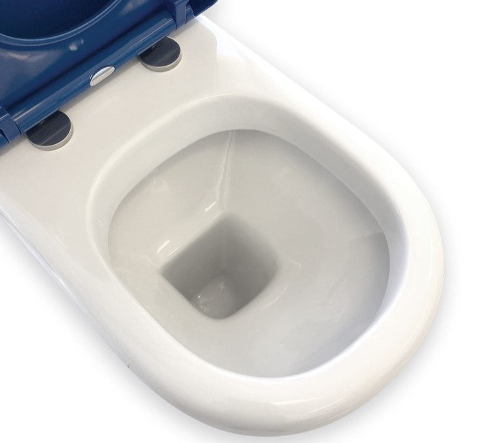 RAK Compact Back-to-Wall Toilet Suite, Gloss White with Blue Seat