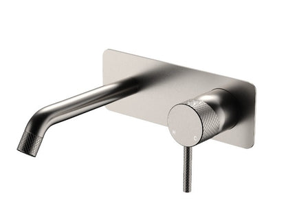 Axle Wall Basin/Bath Mixer Set, Rectangular Plate, 200mm Outlet