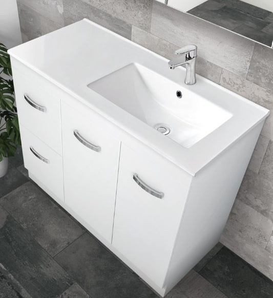 Dolce Fingerpull Gloss White 900 Offset Wall-Hung Vanity