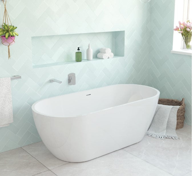 Koko Freestanding Acrylic Bath, 1680mm with Overflow