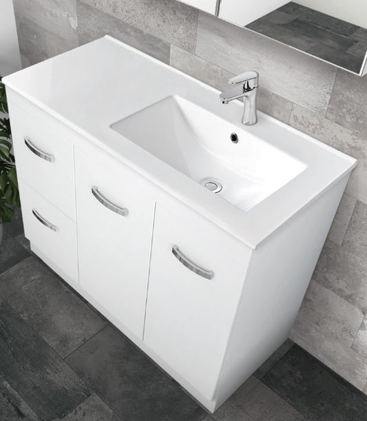 Dolce Fingerpull Satin White 900 Offset Wall-Hung Vanity