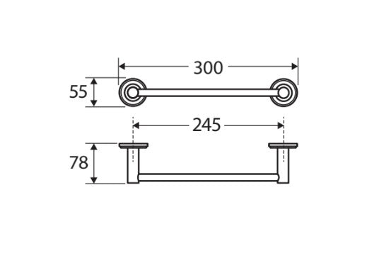 Kaya Single Towel Rail, 300mm