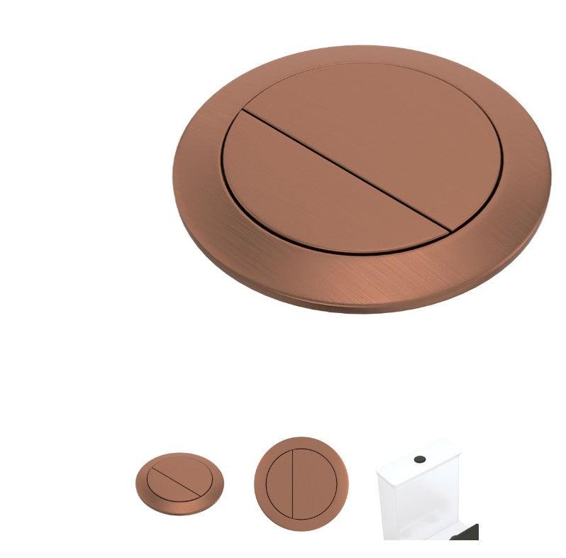 Back to Wall Round Toilet Flush Buttons, PVD Brushed Copper