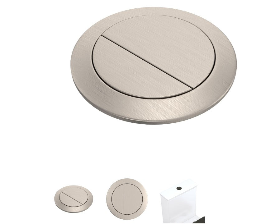 Back to Wall Round Toilet Flush Buttons, PVD Brushed Nickel